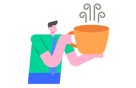 a man holding a large cup